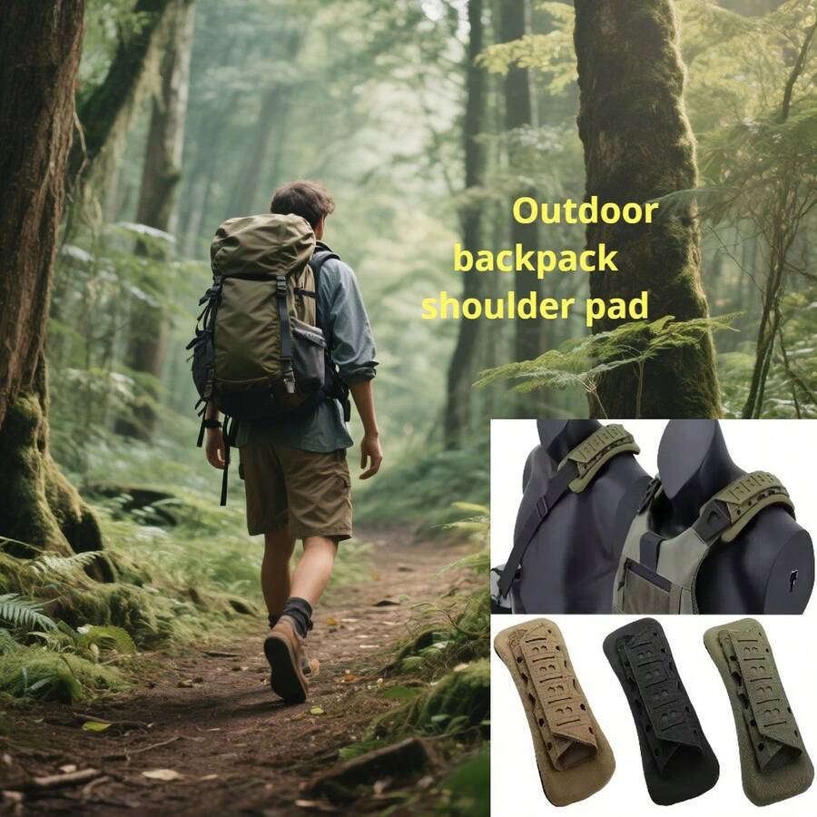 1pc/2pcs Outdoor MOLLE System Tactical Shoulder Pads, Black/Khaki/Army Green, Nylon Material Breathable And Sweat-Absorbing, Tactical Backpack Vest Shoulder Strap Cushion Anti-Slip Padding, Wear-Resistant Shoulder Strap Pad Protective Pad, Laser-Cut Backpack Shock-Absorbing Shoulder Strap Pad, Breathable Sweat-Absorbing Pressure-Relief Protective Pad, Lightweight And Breathable, Tactical Equipment Accessory, Essential For Camping, Hiking, Outdoor Hunting - Multicolor - View 1