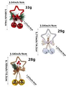 1pc Christmas Star Bell Hanging Ornament, Hemp Rope Wrapped Frame With Pine Cone, Christmas Tree Decoration, Christmas Home Decor, Suitable For Christmas Tree, Window Display, Holiday Party And Winter Festive Atmosphere - Multiple Colors and Styles - View 5