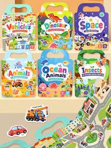 Reusable DIY Sticker Book For Kids, Multi-Scene Multi-Theme Bubble Stickers, Creative Jelly Stickers, Portable Quiet Busy Sticker Book - Multicolor - View 2