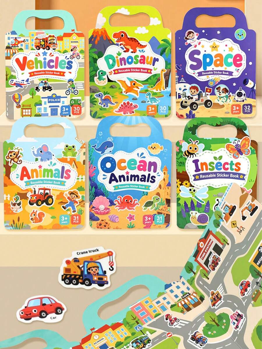 Reusable DIY Sticker Book For Kids, Multi-Scene Multi-Theme Bubble Stickers, Creative Jelly Stickers, Portable Quiet Busy Sticker Book