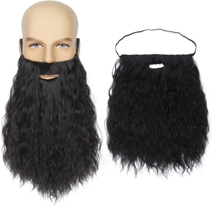 Long Curly Fake Wizard Beard Men Realistic Costume Beard For Party Halloween - ColorA - View 1