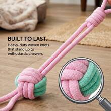 Knotted Dog Toy Durable Interactive Training Rope Toy Suitable For All Dog Sizes Indoor And Outdoor Play And Dental Cleaning - Pink - View 7