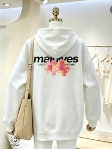Women's Crew Neck Sweatshirt, Travel Hoodie With Pocket, Cotton T-Shirt, Basic Autumn-Winter Sweatshirt For Women - White - View 10