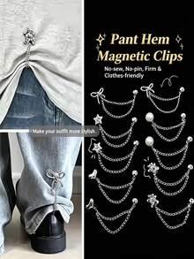 Kẹp may đa năng dễ thương, phù hợp để điều chỉnh ống quần hoặc dùng làm khóa nam châm, lý tưởng để lên gấu áo và quần, tùy chọn kèm nút trang trí dễ thương cho quần jeans và kẹp cổ tay, phụ kiện thời trang - Nhiều màu - Xem 2