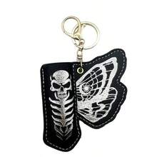 1PC New Dark Skeleton Lighter Leather Case Keychain, Vintage Butterfly Print PU Leather Protective Cover, Portable Bag Pendant Accessory, Smoking Accessory - 1PC - View 8