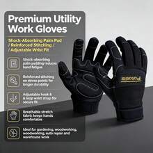 1 Pair Anti-Vibration Anti-Slip Mechanical Work Gloves, Durable And Flexible, Suitable For Cycling, Gardening, Construction And Car Repair - Black - View 4