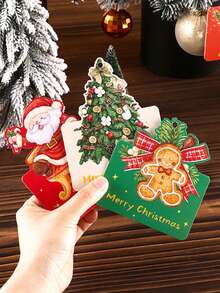 10-Pack Hanging Christmas Cards, 6 Creative Holiday Card Designs, Christmas Tree And Family Wall Decorations, Party Gift Decor Cards - Multicolor - View 12