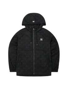 MLB Unisex Sports Jacket CLASSIC MONOGRAM TONE-TONE JQD WINDBREAK All-Over Print Hooded Casual Outerwear 3AWJM0453-50BKS - Black - View 2