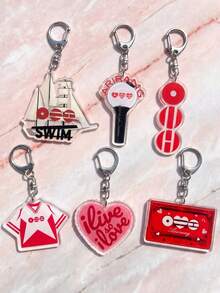 6pcs Acrylic Keychains. ARIRANG, K-Pop Friendship Bag Charms, Tour Merchandise, Concert Essentials, Tour Must-Haves, Fan Support Items, Fan Freebies, Perfect Decoration For Concert Bags. Perfect Gift For ARMY Fans, Party Favors - Multicolor - View 1
