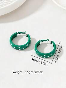 Y2K Sweet & Cool Polka Dot Circle Earrings, Contrast Color Thick Hoop Design, Versatile Earrings For Party And Formal Dress - Polka Dot Rose Red Circle - View 4