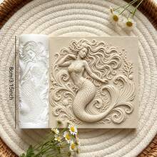 1Pc Mermaid Texture Roller, Ocean Mermaid Figure Pattern Clay Embossing Roller, DIY Handmade Earring Pendant Jewelry Craft Supplies - 1 Unit - View 4