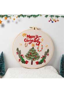 Adult Christmas Embroidery Set, 1 Set Of DIY Embroidery Starter Kit, Including Printed Patterns, Embroidery Hoops, Tools, Colored Threads And Needles, With Usage Instructions (Santa Claus/Snowman/Wreath/Christmas Socks/Christmas Tree/Bell Style) - A - View 7