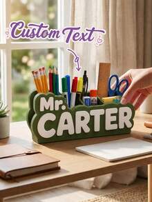 Personalized Name Pencil Holder, Custom Desk Organizer With Letter Design, Cute Stationery Storage Box For School Office & Bedroom - Multicolor - View 4
