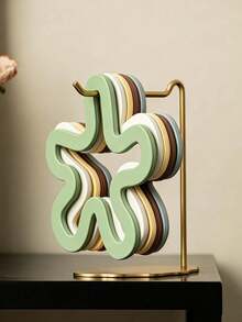 1pc Modern Style Silicone Hollow Flower-Shaped Heat-Resistant Mat, Stackable With Metal Storage Rack, Non-Slip Table Mat Pot Holder, Suitable For Home Kitchen, Dining Table, Family Dinner, Holiday Party, All Seasons - View 2
