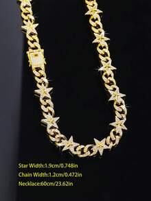 1pc European & American Fashion Hip-Hop Style Star Bracelet Necklace, Inlaid With Rhinestones, Street Accessory - A - View 15