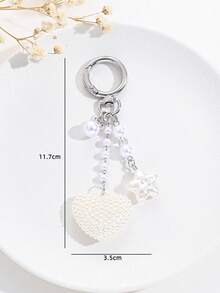 1pc Elegant Faux Pearl Heart Star Elephant Keychain, Bag, Earphone Case, Phone Case Accessory, Creative Gift - Multicolor - View 7
