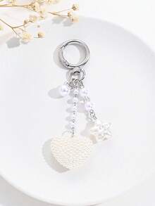 1pc Elegant Faux Pearl Heart Star Elephant Keychain, Bag, Earphone Case, Phone Case Accessory, Creative Gift - Multicolor - View 14