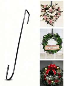2pcs/Set Christmas Wreath Hanging Hooks, Adjustable Metal Retractable Door Hangers, Indoor Outdoor Festive Holiday Decor, Valentine's Day Decorations - Multicolor - View 3