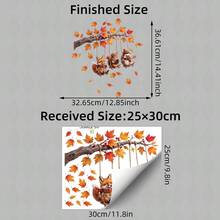 1/4 Sheets Cute Fall Woodland Animals Static Window Clings Raccoon Maple Leaf Reusable Decals For Kids Room Autumn Decor Home Decoration - Multicolor - View 13
