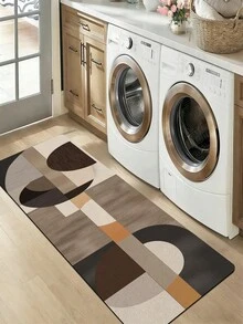 1pc Morandi Color-Block Geometric Half-Circle Patchwork 3.5mm Soft Rubber Kitchen Mat, Dirt-Resistant And Comfortable, Suitable For Entryway, Indoor/Outdoor Door Mat, Bathroom Mat, Hallway Rug, Small Carpet - Multicolor - View 10
