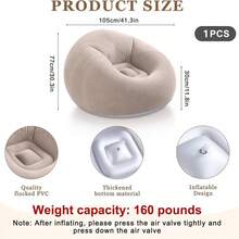 1pc Soybean Bag Chair, Inflatable Sofa Chair, Soft, Comfortable, Outdoor, Lazy Seat, Tatami Chair, Sofa Cover, Lazy Sofa, Circular Single Sofa, Living Room, Office Lunch Break, Outdoor Picnic Camping, 21.6in*34in - Blue - View 7
