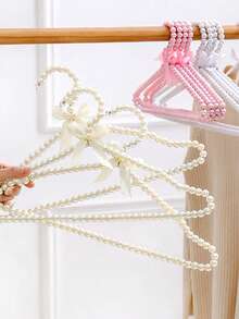Pearl Hangers For Wedding, Photoshoots & Elegant Wardrobe Display,Suit And Cold Shoulder Skirt Hangers With Ribbons For Bride And Groom - Very Suitable For Wedding Dresses And Suits - Wedding Accessories - Wedding Decoration Supplies - Multicolor - View 8
