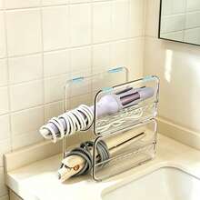 1/2pcs Stackable PET Curling Iron Storage Rack Hair Styling Tool Organizer - Clear - View 7