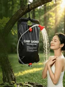 20L Extra Large Capacity Outdoor Shower Bag, Made Of Portable PVC Material, With Red Hose And Foldable Outdoor Shower Device, Suitable For Hiking, Travel And Outdoor Activities, Outdoor Shower Bag - Black - View 6