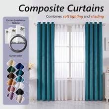 FLYINGCURTAINS 2 In 1 Composite Curtain Set, Grommet Top Velvet Blackout Curtain With Sheer Voile, Double Layer Window Drapes, Light Filtering & Shading Curtains For Bedroom Living Room, Multiple Colors - Mint Blue - View 1