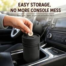 1pc Handmade Coin Purse For Car And Home, Zipper Coin Holder For Car Cup Holder, Loose Change Organizer And Small Item Storage Pouch, Car Accessories Gift - Multicolor - View 2