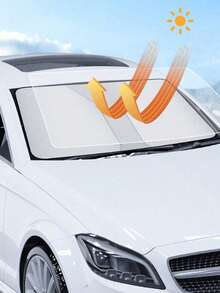 Car Front Windshield Sun Shade, Reflective Sun Protection Cover, Foldable Car Window Sunshade Panel, UV Protection - Silver - View 8