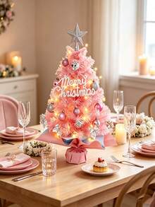 45cm Desktop Mini Christmas Tree, Artificial Small Christmas Tree With Star Top And Hanging Decorations, Home Office Christmas Party Tabletop Holiday Centerpiece (No Lights Included, Lights Need To Be Added Separately) - Multicolor - View 8
