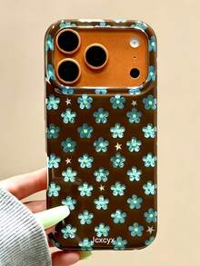 Vintage Fashion Autumn Floral Glacier Pattern Phone Case Compatible With IPhone 18 Pro Max 18 Pro 17 Pro Max 17 Pro 17 16 15 14 Plus 13 12 11 16 15 Minimalist Geometric Floral Aesthetic Glossy Protective Shell - Blue Flowers - View 3
