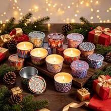 HIZTGHC 60pcs DIY Candle Making Kit, 10pcs 2.2oz Random Mandala Pattern Empty Candle Jars, Includes 22pcs Candle Wicks, 22pcs Wick Stickers, 6pcs Wooden Wick Holders, Handmade Aromatherapy Candle Making Materials, DIY Handmade Gift - 60 Pcs/set - View 7
