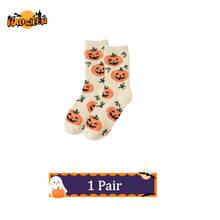 1/2/3 Pairs Of Plush Socks With Ghost And Bat Patterns, Cute And Fun Halloween Socks, Winter Women's Long Stockings And Pumpkin Socks For Couples - Multicolor - View 23