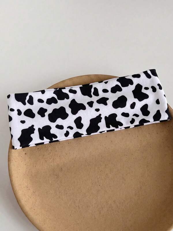 1pc Women's Cow Print Headband, Elastic Non-Slip Hair Hoop, Cute Western Animal Print Headband, Suitable For Fitness And Yoga, Autumn Hair Accessory