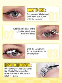 MEM A Set Of 180 Segmented D-Curl Individual False Eyelashes-Including Glue, Remover, And Tweezers-Perfect For DIY Application At Home; Creates A Thick, Voluminous Look That Effectively Enhances And Enlarges The Eyes. Ideal For Halloween. - Black - View 9
