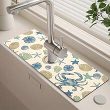 1 buah Alas Penyerap Keran Wastafel, Alas Drainase, Cocok untuk Wastafel Dapur, Kamar Mandi, Meja Dapur, Alas Drainase, Bahan Tanah Diatom, Dapat Dipotong, Alas Cepat Kering - MultiWarna - View 1