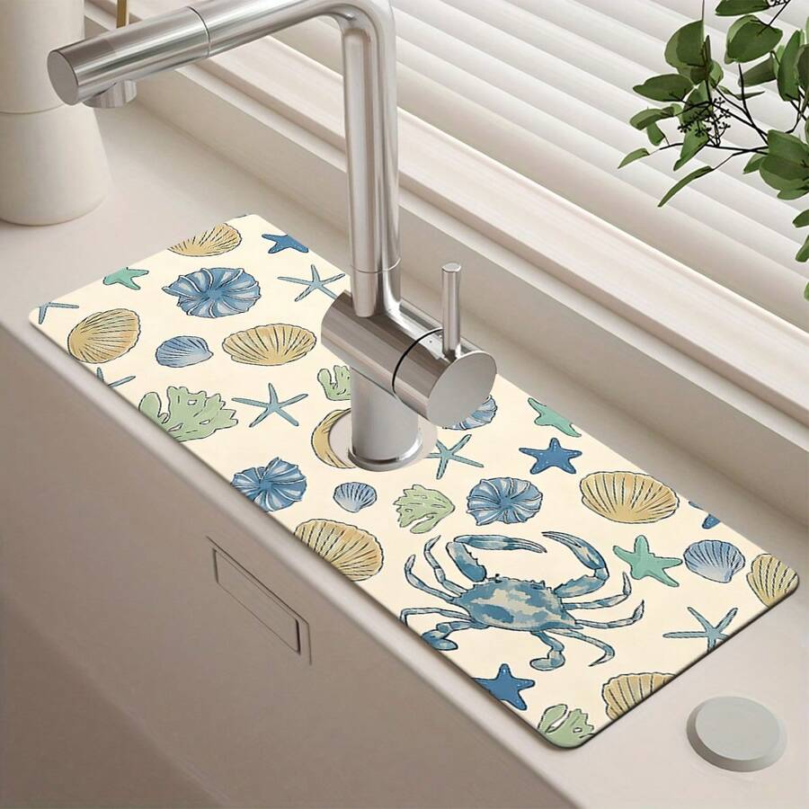 1 buah Alas Penyerap Keran Wastafel, Alas Drainase, Cocok untuk Wastafel Dapur, Kamar Mandi, Meja Dapur, Alas Drainase, Bahan Tanah Diatom, Dapat Dipotong, Alas Cepat Kering - MultiWarna - View 1
