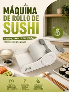 Quttin Sushi Roller Machine 22.5x8x5cm, Manual Sushi Maker Mold Made Of ABS And PP For Easy Homemade Sushi Rolls, White And Grey Kitchen Tool - View 8