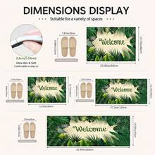 1pc Tropical Monstera Leaf Print Faux Cashmere Kitchen Mat, Absorbent Kitchen Rug, Long Runner Mat, Sink Front Mat, Suitable For Kitchen, Bathroom, Entryway, Hallway, Laundry Room And Home Decor - Multicolor - View 3