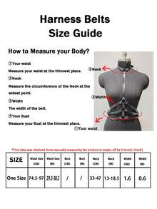 1pc Solid Color PU Leather Body Harness Gothic Punk Style Adjustable Mutil-Layer Waist Belt For Women Daily And Halloween Festival Wear - Black - View 6