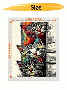 DIY Three Cute Cats Peeking (Frameless 8x12 / 16x20 Inches) Paint By Numbers Kit(Acrylic) Arts & Crafts For Adult Beginners, Home Wall Decor, And Creative Holiday Gifts For Cat Lovers Living Room - Sets - View 8