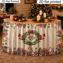 Christmas Themed Table Skirt, Classic Holiday Style, Suitable For Winter, Create Rich Christmas Atmosphere, Home Dining Room Party Table Decoration - A - View 3