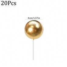 10入/20入 多尺寸珍珠球蛋糕裝飾球 2cm/2.5cm/3cm/4cm DIY蛋糕裝飾配件 婚禮生日週年派對蛋糕裝飾用品 - 金色 - 查看 13