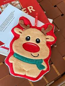 1pc Hanging Cute Cartoon Christmas Pattern Hand Towel, Strong Absorbent Quick Dry, Coral Fleece Microfiber Material, Suitable For Bathroom, Kitchen, Living Room Decor - Multicolor - View 12