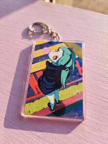 1pc/4pcs Cyberpunk Themed Acrylic Keychains, Featuring Anime Character Close-Ups And High-Saturation Aesthetic Design, Fashionable Bag Pendant, Suitable For Back To School, Gift For Anime Fans, Exquisite Collection, All Season Use - Multicolor - View 9