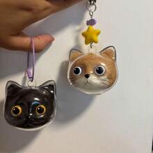 Pet Hair Collector Cat Fur Storage Cute Pendant Keychain Bag Decoration Capsule Collectible Souvenir Creative Cartoon - Cute Cat Head Pendant [Yellow Eyeball Version] With Accessories - View 4