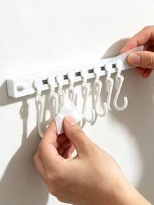 Thickened Base Adhesive Hooks, Large Contact Surface, Prevents Edge Peeling And Detachment, Rental-Friendly For White Walls, Entryway Key And Mask Holder, Balcony Cleaning Tool Hanger, Drill-Free Adhesive Multi-Hook - A - View 5