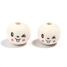 10pcs, 50pcs, Assorted Smiling Face Wooden Beads, 20mm - Perfect For DIY Jewelry, Bracelets, Necklaces And Craft Decorations, Multiple Cute Expressions, Decorative Beads | Expression Beads | Durable Wooden, Jewelry Making Beads - Multi-color - View 8